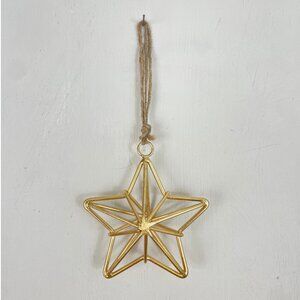 Christmas Ornament Star Gold Metal 3-D Holiday Tree Decoration Contemporary